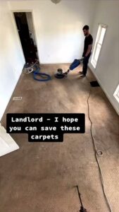 A technician using a rotary machine to clean a very dirty carpet for Lincoln Carpet Cleaning Pros in Lincoln, NE.