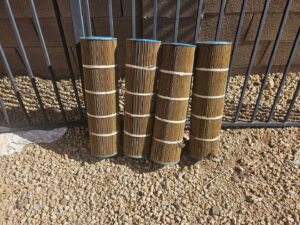 Dirty pool filter cartridges removed during a cleaning service by Vanguard Pool Care in Phoenix, AZ