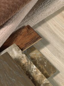 Diverse flooring options including carpet, tile, and wood samples from Junge's Flooring in Rochester, MN
