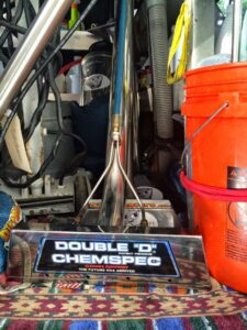 A Double 'D' Chemspec cleaning tool and professional equipment inside a Dirt Blasters Carpet Cleaning Inc. van in Atlanta, GA