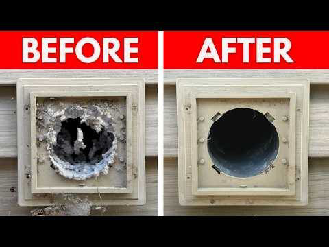 A before and after view of a cleaned dryer vent by Brady Air & Home Repair LLC in Asheboro, NC.