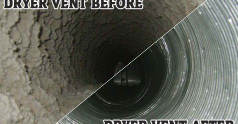 Before and after view of a dryer vent cleaning service by Wright Way Air Duct Cleaning in Streamwood, IL