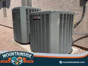 Two outdoor AC units installed side-by-side by Mountainside Air in Phoenix, AZ.
