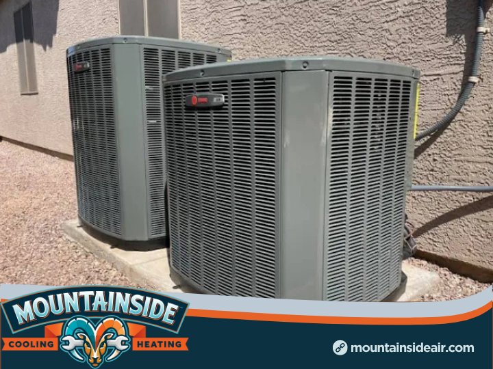 Two outdoor AC units installed side-by-side by Mountainside Air in Phoenix, AZ.