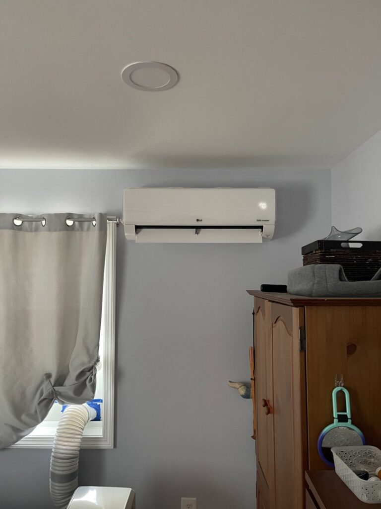 An indoor ductless mini-split air conditioning unit installed by MAC Heating and Cooling LLC in Waterbury, CT.