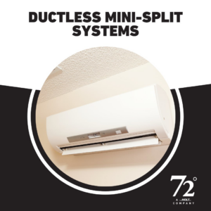 A newly installed ductless mini-split system for efficient heating and cooling by 72 Degrees in Ankeny, IA.