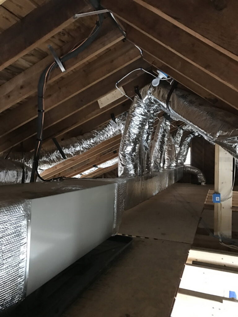 New ductwork installation in an attic by Rescue Heating and Air Conditioning in Manassas, VA