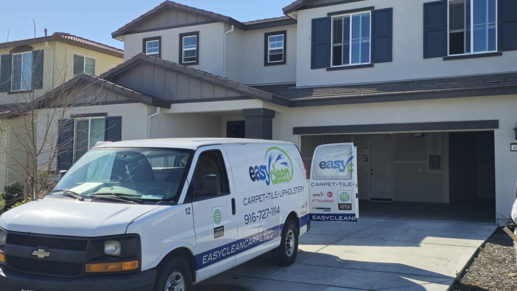 The Easy Clean Carpet Care service van parked in front of a residential home in Citrus Heights, CA
