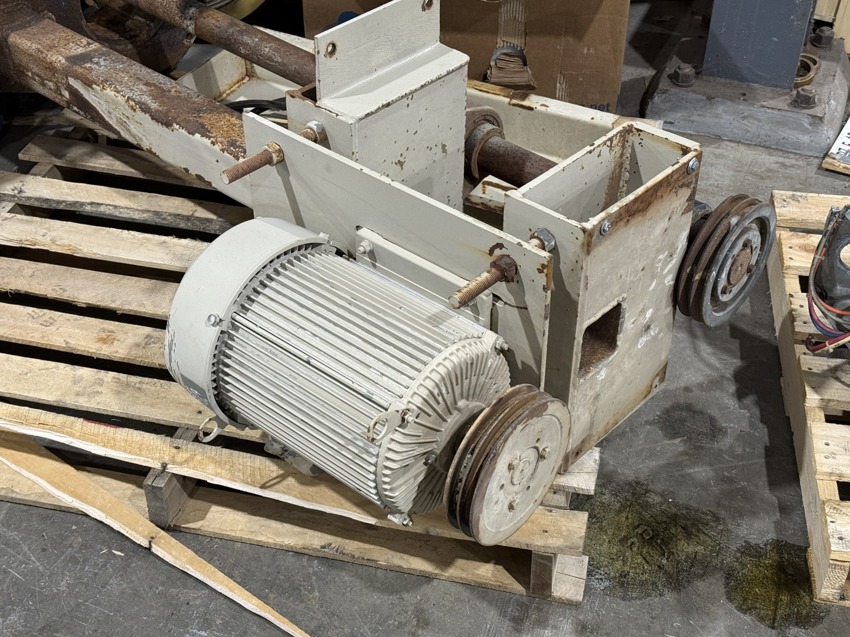 An electric motor on a pallet, ready for service or repair by Richards Electric Motor Co. in Quincy, IL