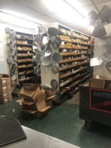 A detailed view of electric motor stator windings, indicating repair or maintenance by Caddell Electric Co Inc in Dallas, TX