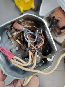 A close-up view of an open electrical breaker panel by Gurley Electric LLC in Churchville, MD