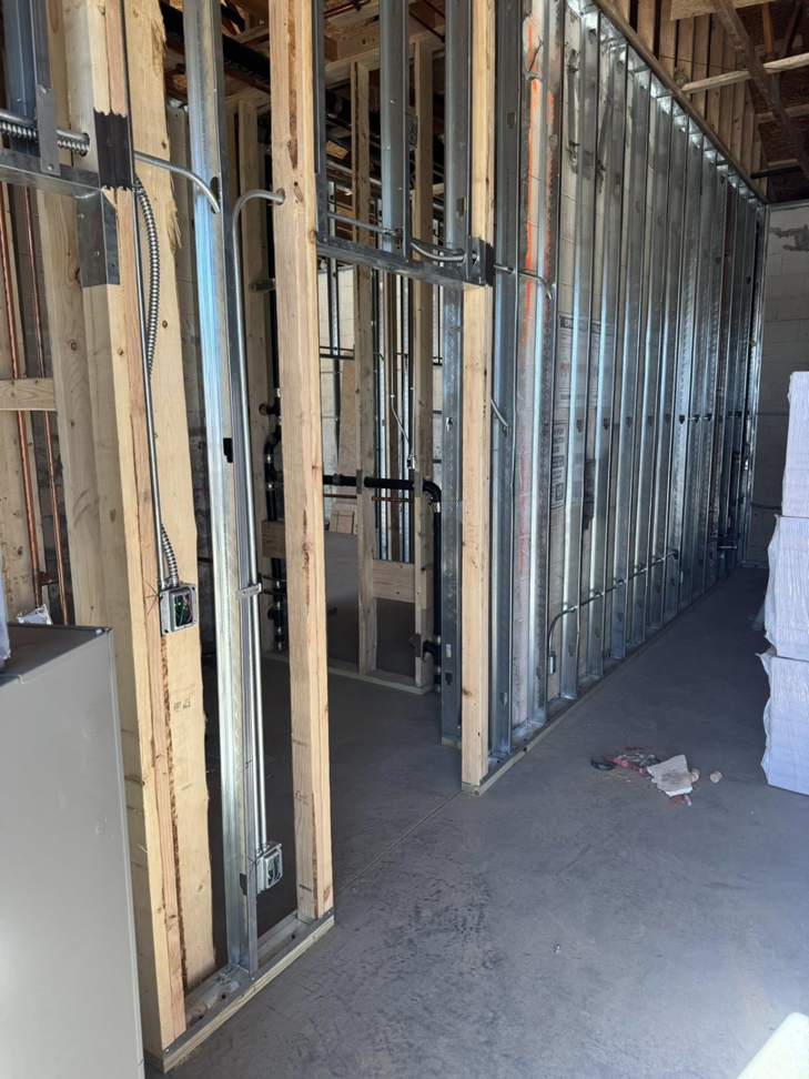 Electrical conduit and junction box installation during new construction by TF Electrical Solutions in Omaha, NE.