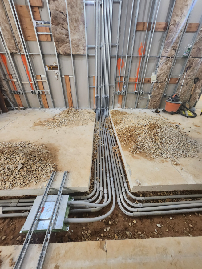 Electrical conduit installation for a commercial building by TOTAL Electric LLC in Fayetteville, NC.