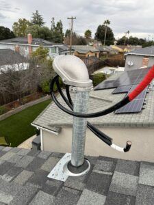 Electrical conduit and wiring installed on a residential roof by Esmeralized Electric in San Jose, CA.
