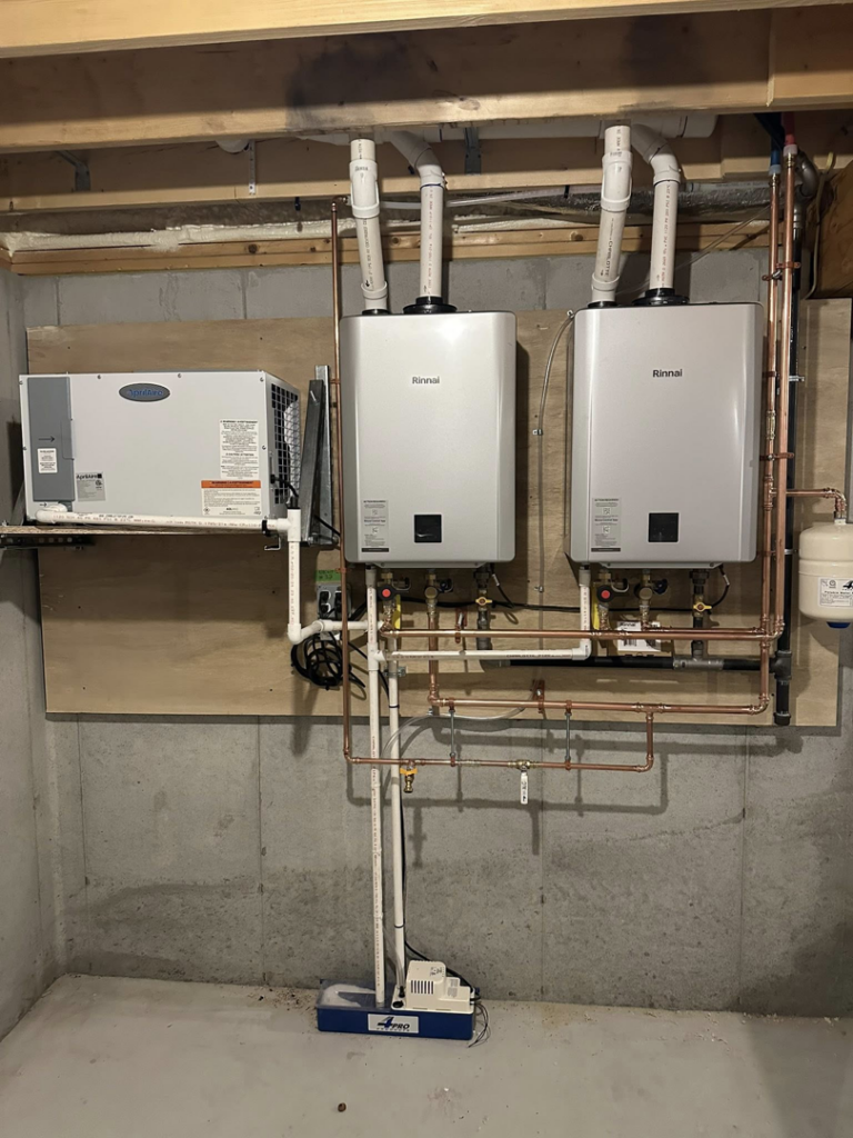 Electrical connections for tankless water heaters and an HVAC air handler by Bat Juice Electric LLC in Manchester, NH