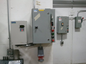 Electrical control boxes and a variable frequency drive (VFD) installed by J.S.S. Electric, Inc. in Cleveland, OH