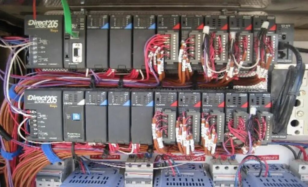 Complex electrical control panel with intricate wiring, installed by BlackRock Electrical in Pocatello, ID.