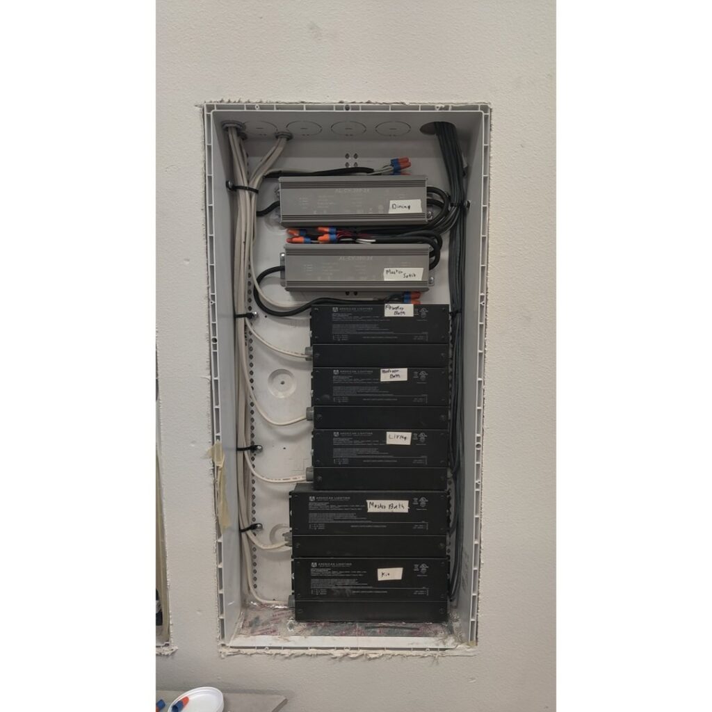An electrical control panel with wiring and components, showcasing work by Zoom Electric in Vancouver, WA.