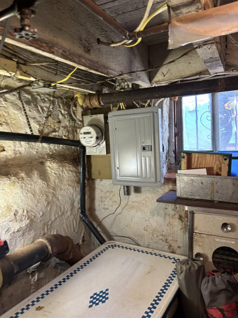 Electrical meter and panel installation in a basement by MV Electrical LLC in Phoenix, AZ.