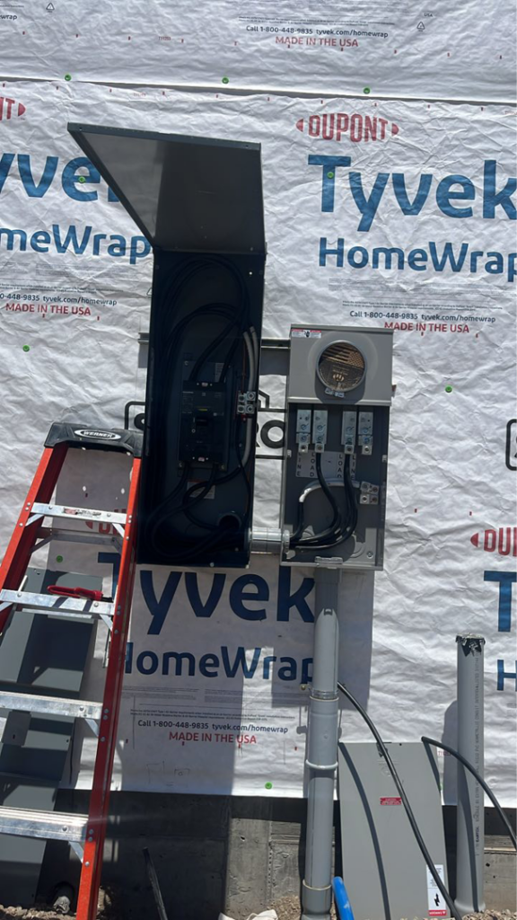 Electrical meter and service panel installation on a new construction by One Electric LLC in Idaho Falls, ID