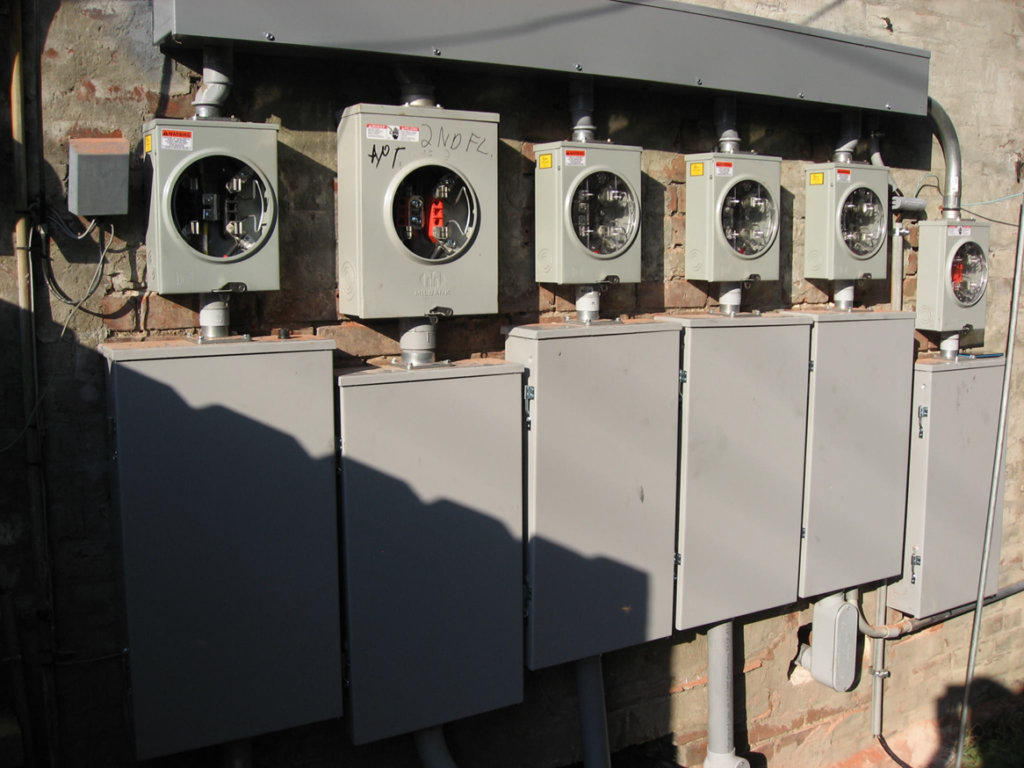 Electrical meter and service panel installation by Gemini Electric Company LLC in Louisville, KY.