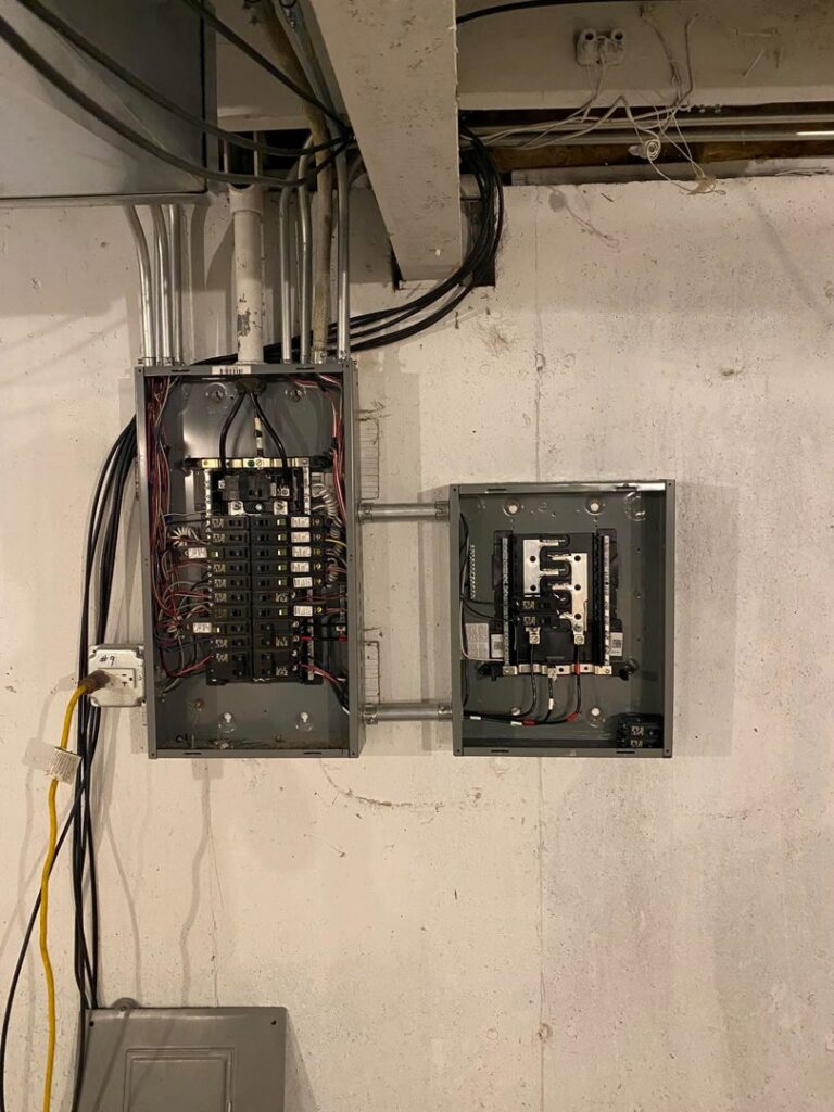 Electrical panel installation with wiring connected by Signature Electric INC. in Cleveland, OH