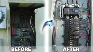 Before and after view of an electrical panel upgrade completed by Dependable Electric in El Paso, TX