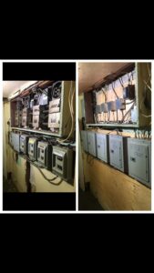 Before and after of an electrical panel upgrade by John Fean Electrician Inc. in Philadelphia, PA.