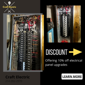 An electrical panel with many wires and breakers, showing an upgrade service by Craft Electric in Woodbridge, VA