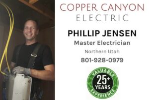 An electrical panel with the cover off, showcasing the intricate wiring for an upgrade or repair by Copper Canyon Electric in Farmington, UT.