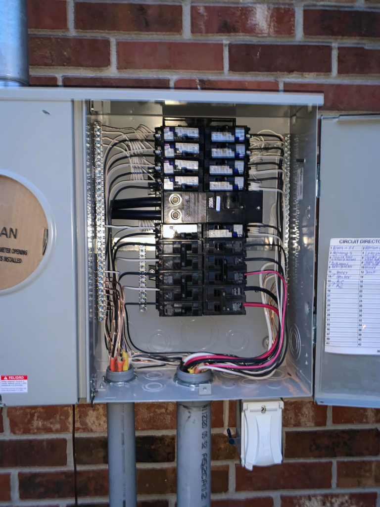 Detailed view of the organized wiring and circuit breakers inside an electrical panel by Alta Electrical LLC in Greer, SC