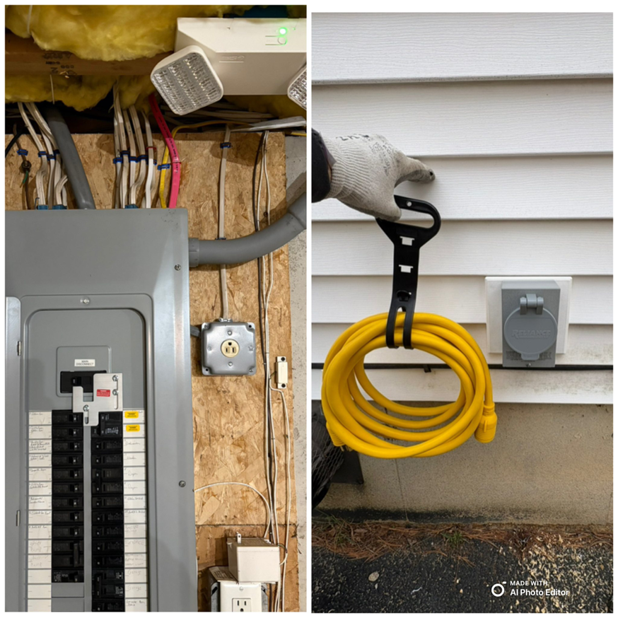 Electrical panel wiring and exterior outlet installation services by East West Electric LLC in Chester, NH.