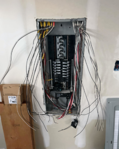 An electrical panel being wired during an installation project by Direct Electric LLC in Epsom, NH.