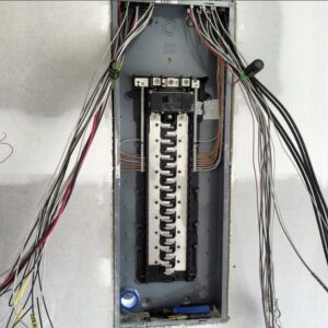 An electrical panel during wiring installation by Pierce Electric, LLC in Fayetteville, NC