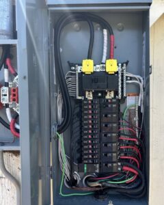 A detailed view of an electrical panel wiring installation by Sound Electric LLC in Saint James City, FL.