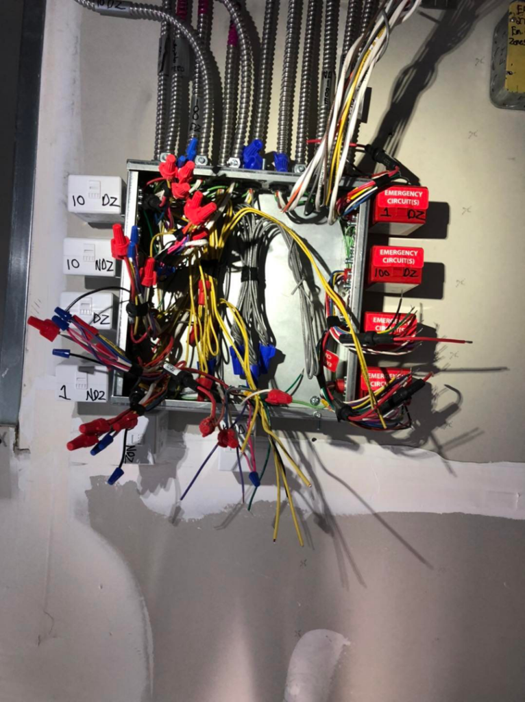 Complex electrical panel wiring and conduit connections by Steve Thomson Electric in Fort Worth, TX.