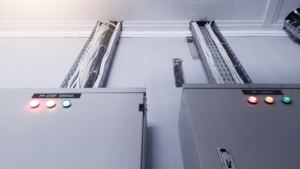 Electrical panels with wiring and conduit, showcasing work by Illiana Electrical in Whiting, IN