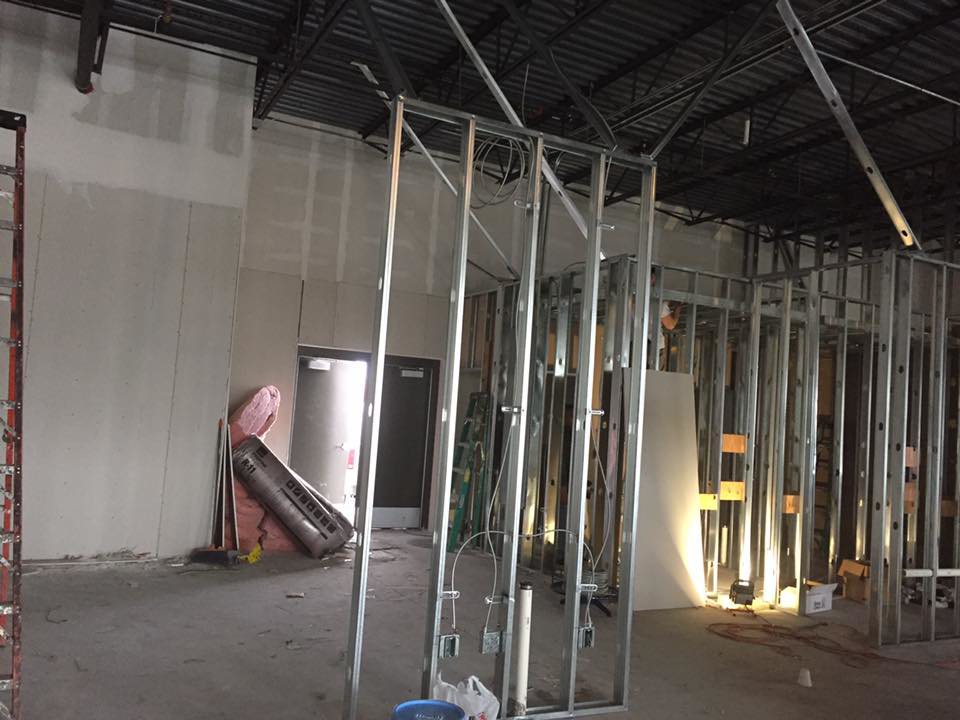 Electrical rough-in work in a commercial construction project by Allied Electric Company of Minnesota in Minneapolis, MN