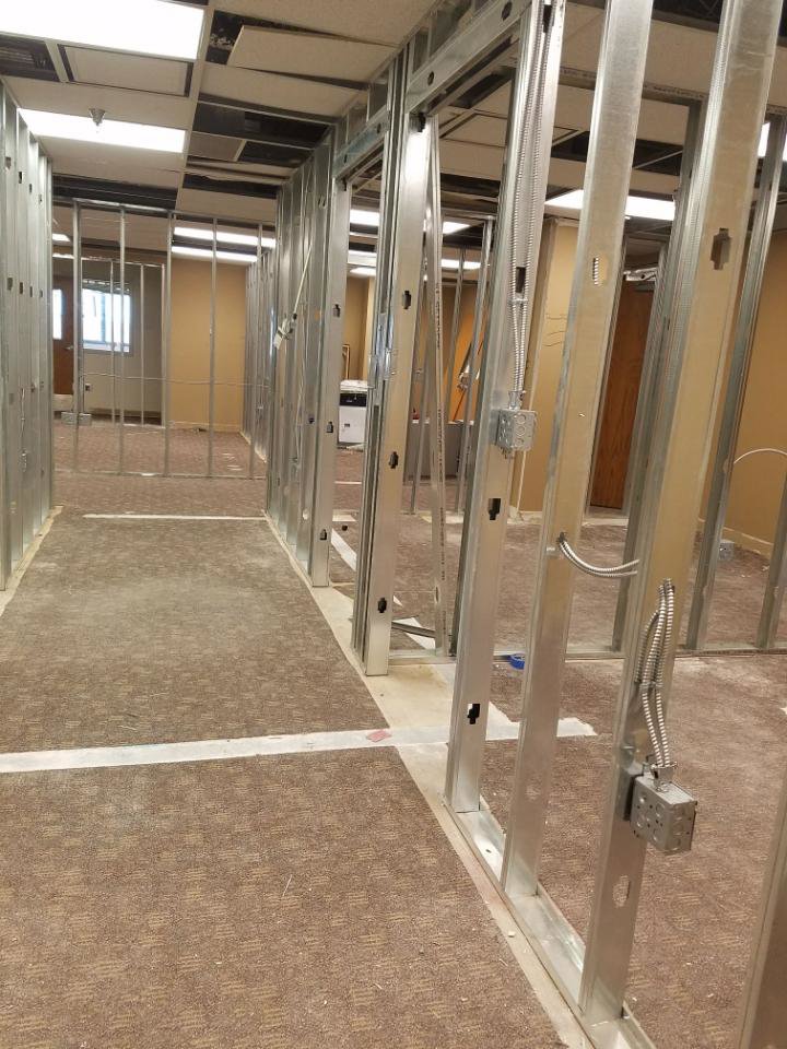 Electrical rough-in with conduits and boxes in a commercial building by Allied Electric in Sparks, NV.