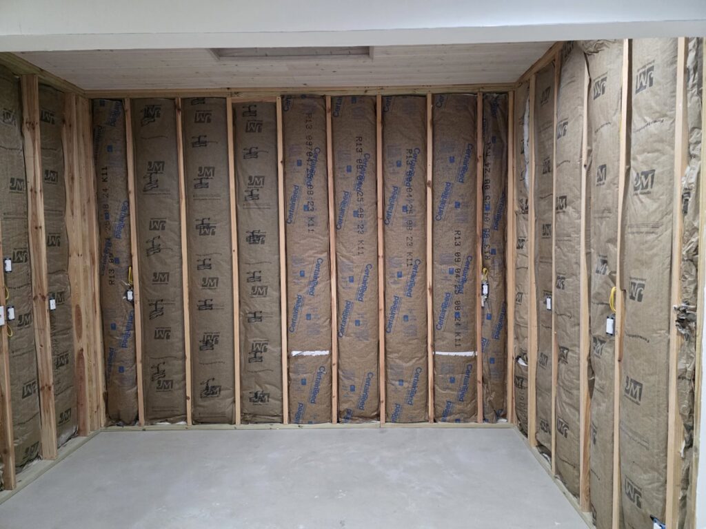 Electrical rough-in wiring installation during new construction by Crawford Electric Services, LLC in Kings Mountain, NC.