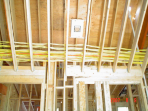 Extensive electrical rough-in wiring installed in new construction framing by Accuracy Electric Incorporation in Lakewood, CO.