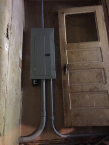 An electrical service panel upgrade with new conduits installed by Electric Today in Indianapolis, IN.