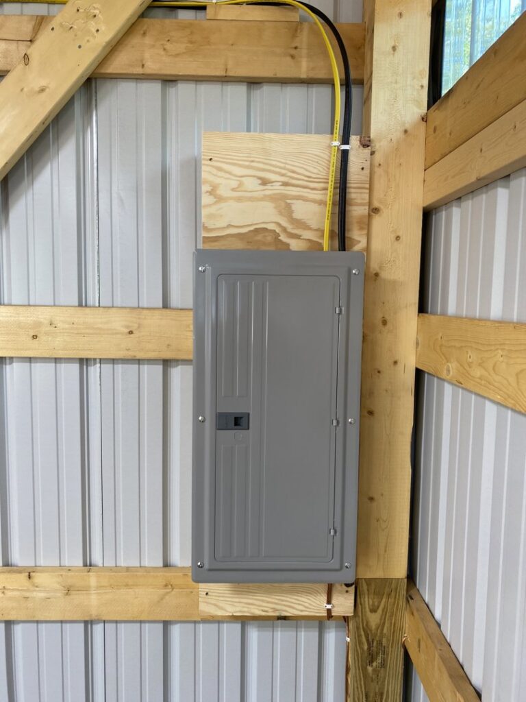 A new electrical subpanel with visible wiring installed by Schroeder Electric in Duluth, MN.
