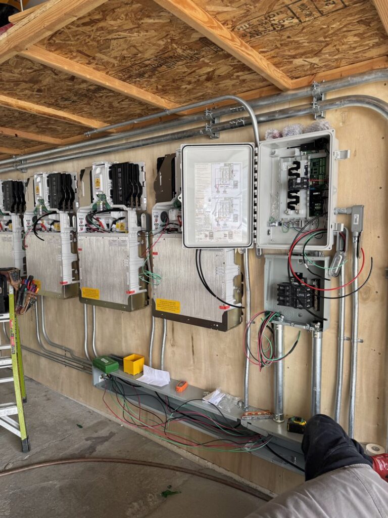 Electrical system installation with conduit and wiring for solar inverters by Pioneer Electric LLC in West Valley City, UT.