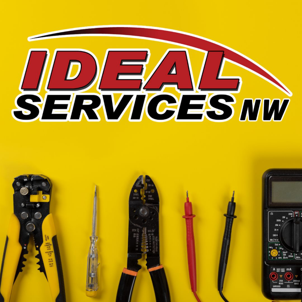A set of electrician tools including wire strippers and a multimeter, representing Ideal Services NW in Fife, WA.