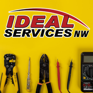 A set of electrician tools including wire strippers and a multimeter, representing Ideal Services NW in Fife, WA.