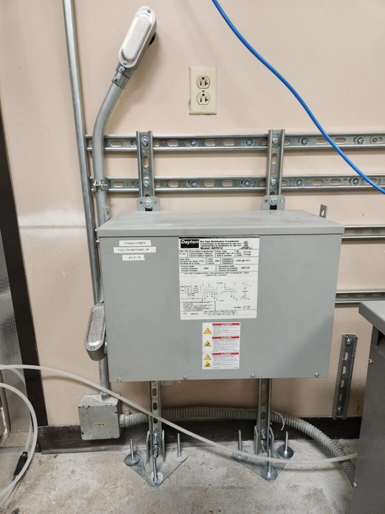 Electrical transformer installation with conduit and outlets by 2 Live Wires in Slatington, PA.