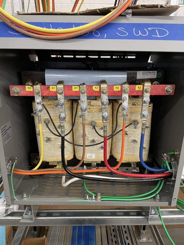 Internal wiring of an electrical transformer by GBE. Lectrical LLC in Gaithersburg, MD