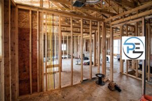 Electrical wiring installed in the wooden framing of a new home construction project by Prescott Electric Service in Hattiesburg, MS.