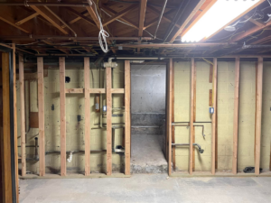 Exposed electrical wiring and boxes during a rough-in installation by Ruben's Electric in Harlingen, TX.